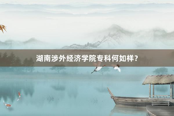 湖南涉外经济学院专科何如样？