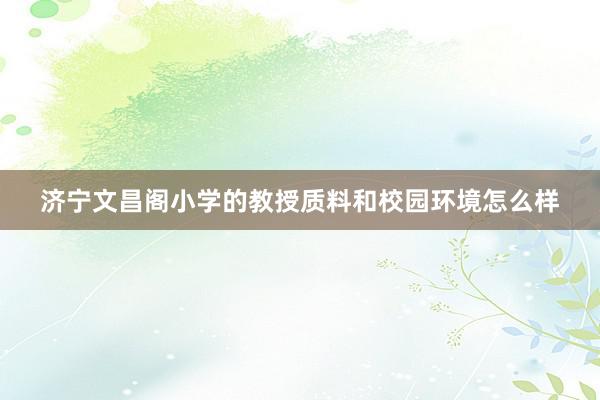 济宁文昌阁小学的教授质料和校园环境怎么样