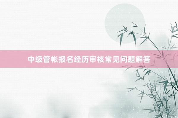 中级管帐报名经历审核常见问题解答